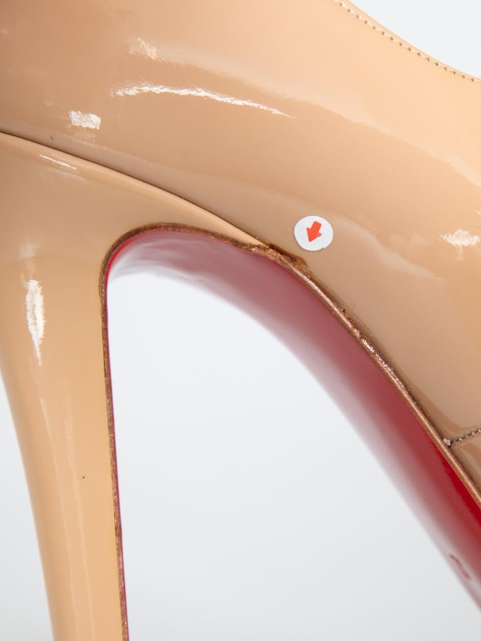 Christian Louboutin Beige Patent Peep Toe Bana Heels Size IT 42 6
