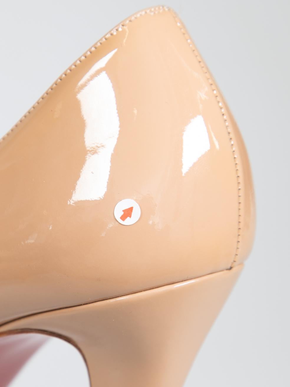 Christian Louboutin Beige Patent Peep Toe Bana Heels Size IT 42 5