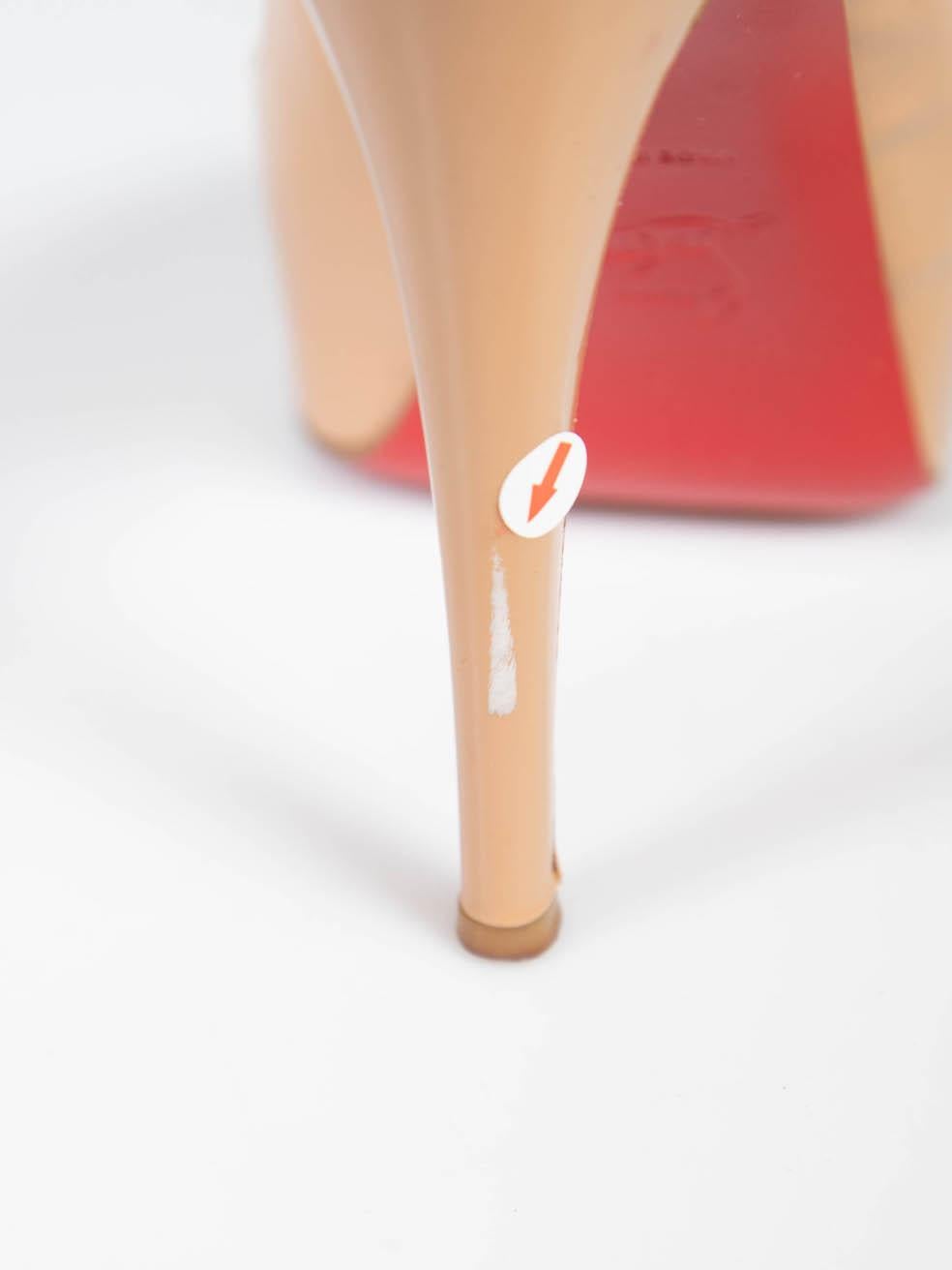 Christian Louboutin Beige Patent Peep Toe Heels Size IT 39 For Sale 3