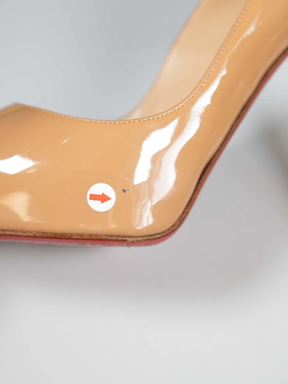 Christian Louboutin Beige Patent Peep Toe Heels Size IT 39 For Sale 4