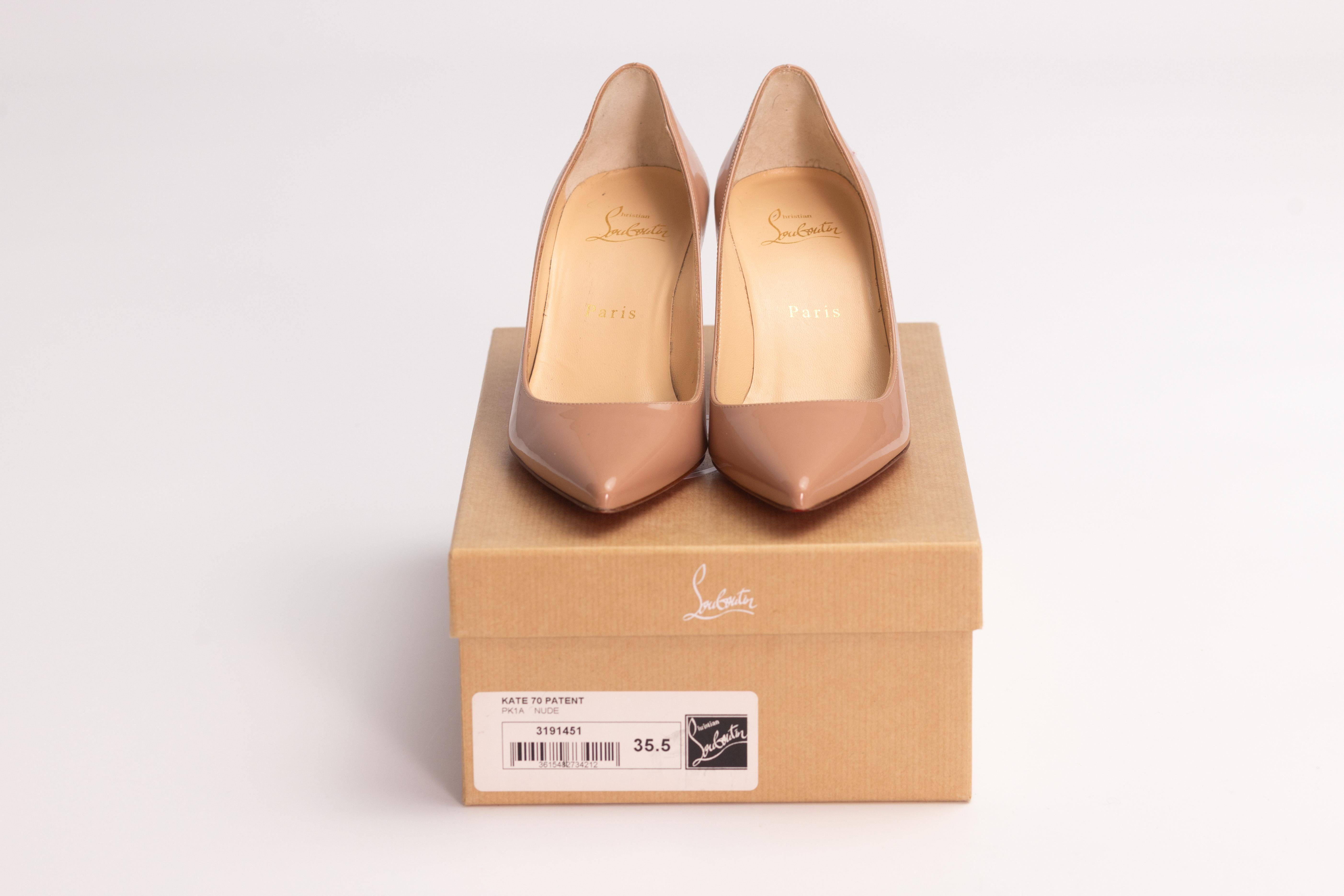 Christian Louboutin Beige Patent Pigalle Pointed Toe Heels (EU 35.5) For Sale 3