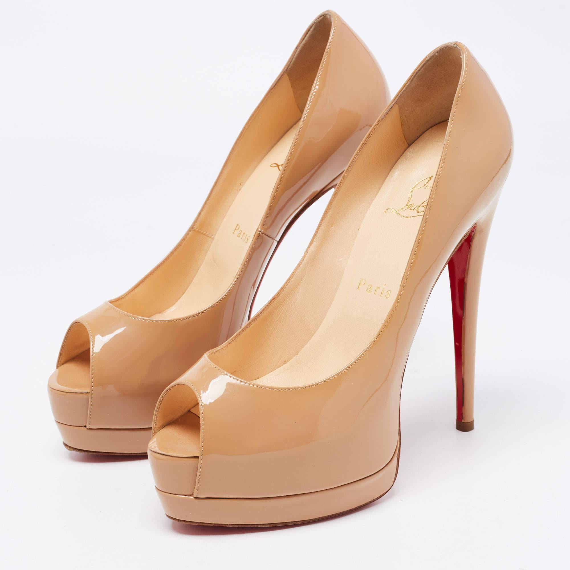 Christian Louboutin Beige Patent Very Prive Pumps Size 38 1
