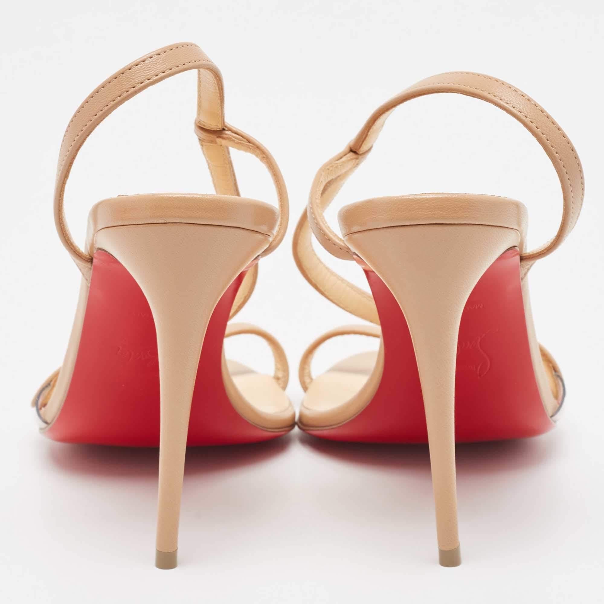 Christian Louboutin Beige PVC and Leather Rosalie Sandals Size 36 For Sale 1