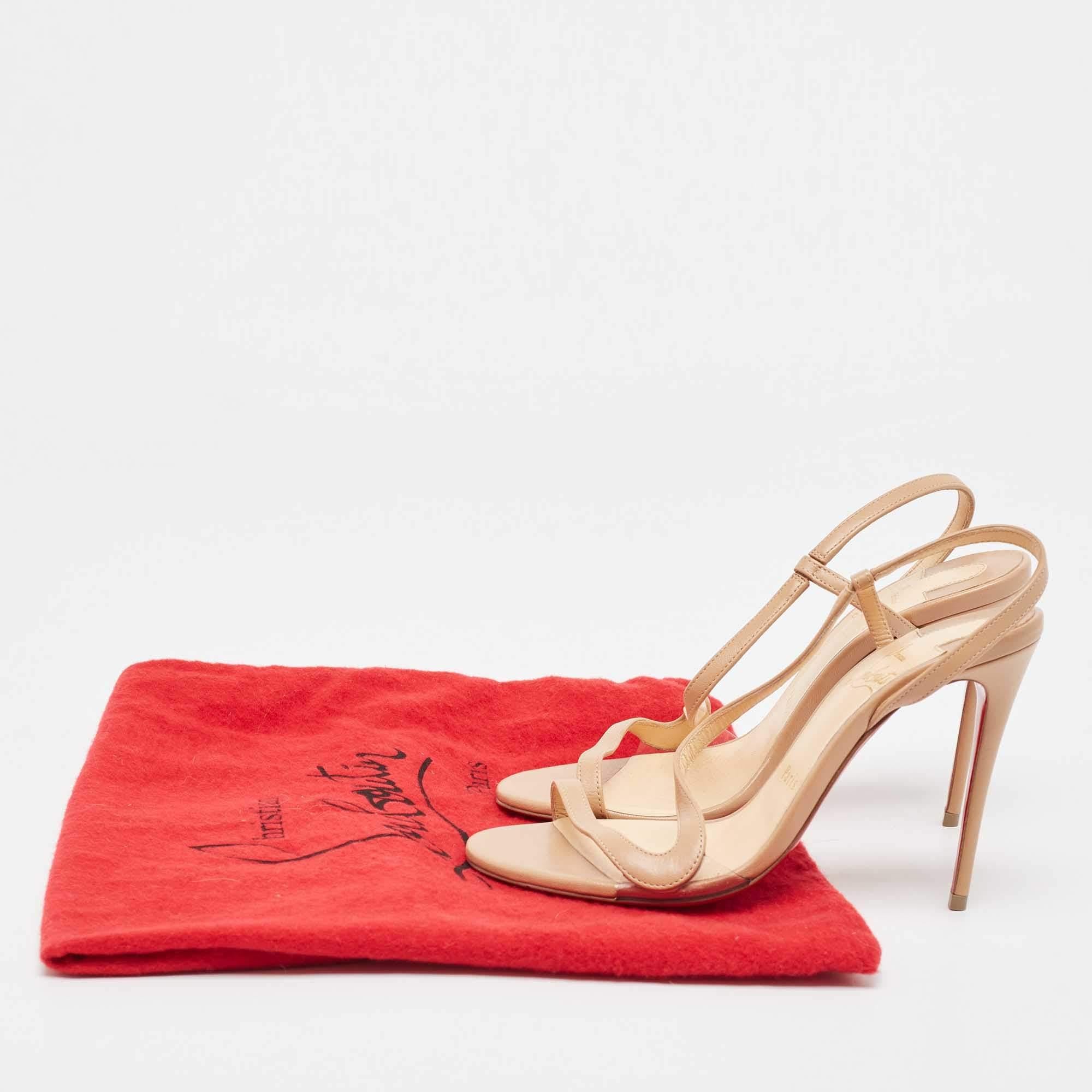 Christian Louboutin Beige PVC and Leather Rosalie Sandals Size 36 For Sale 5