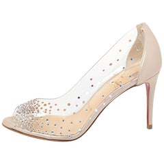 Christian Louboutin Beige PVC And Leather Sucre Glace Pumps Size 36