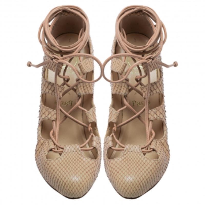 Christian Louboutin Beige Python Bloody Mary Pumps Size 39 For Sale 1