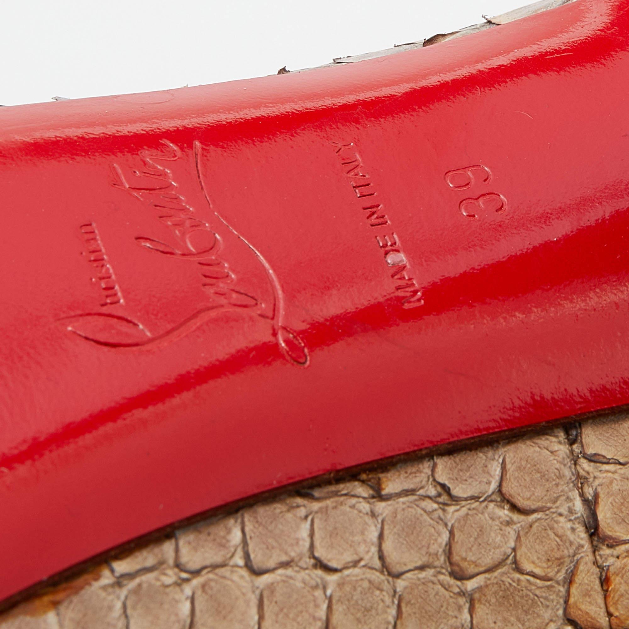 Christian Louboutin Beige Python Leather Altadama Peep Toe Pumps Size 39 For Sale 3