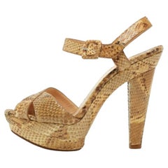 Christian Louboutin Beige Python Leather  Ankle Strap Sandals Size 35