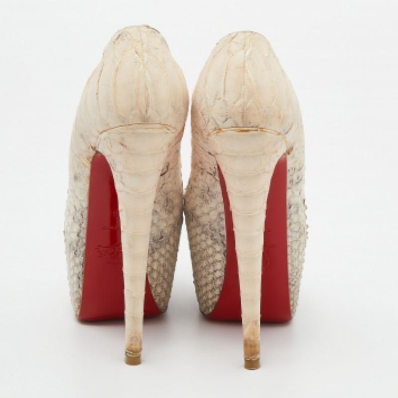 Christian Louboutin Beige Python Leather Daffodile Platform Pumps Size 36 For Sale 1