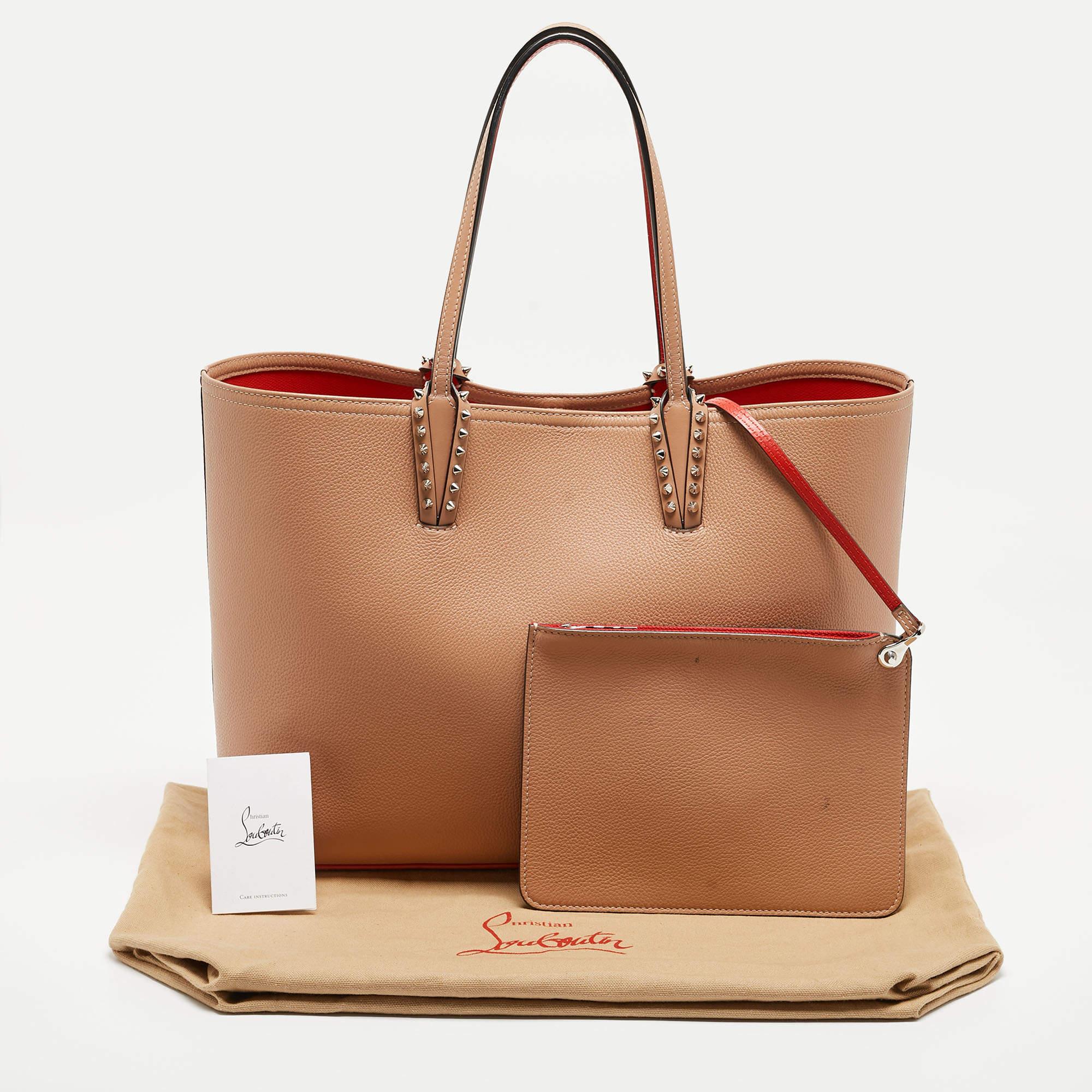 Christian Louboutin Beige/Red Leather and Rubber Cabata Tote 3