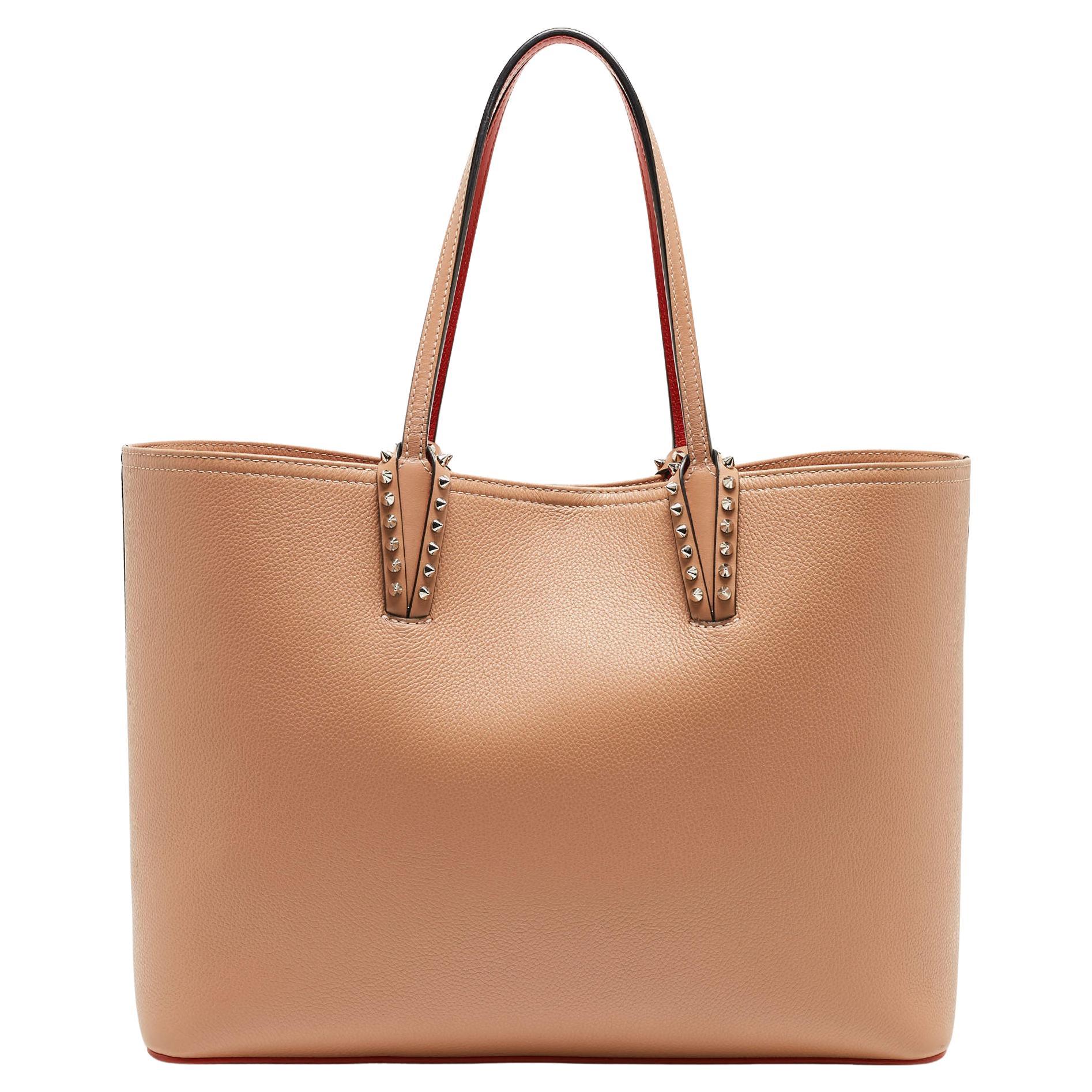 Christian Louboutin Beige/Red Leather and Rubber Cabata Tote