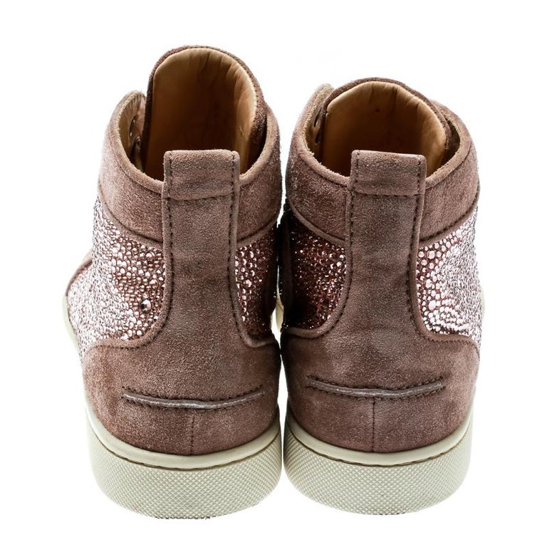 Christian Louboutin Beige Strass Suede Louis High Top Sneakers Size 37 For  Sale at 1stDibs