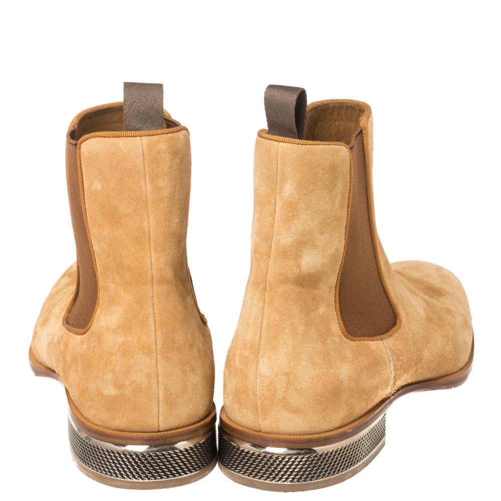 Arancia Christian Louboutin Stivali Chelsea Roadie in pelle scamosciata beige Taglia 42