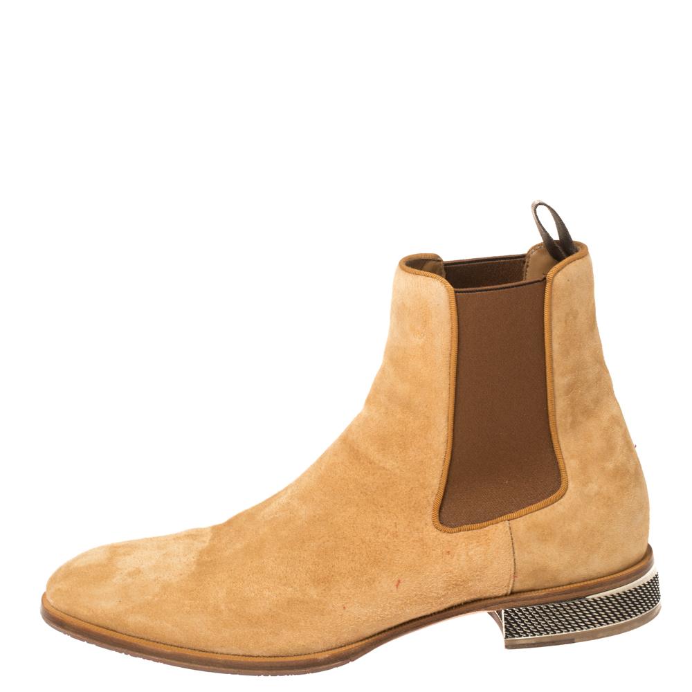 Christian Louboutin Stivali Chelsea Roadie in pelle scamosciata beige Taglia 42 2