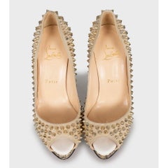 Christian Louboutin Beige Suede Spike Heels Size 37.5