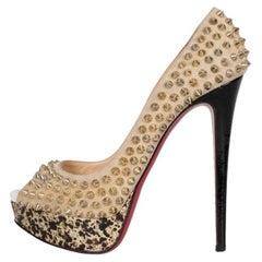 Christian Louboutin Beige Suede Spike Heels Size 37.5