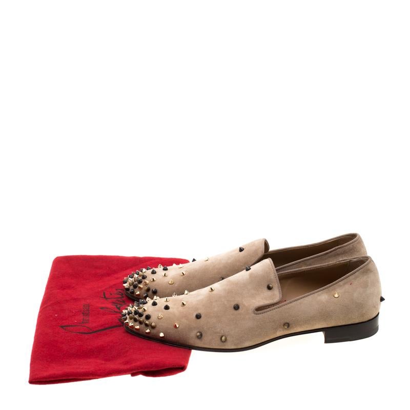 Christian Louboutin Beige Suede Spiked Loafers Size 42 3
