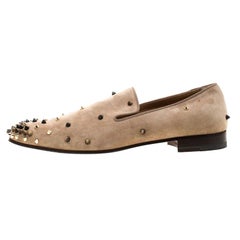 Christian Louboutin Beige Suede Spiked Loafers Size 42