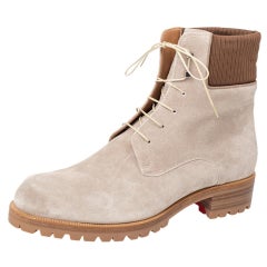 Christian Louboutin Beige Suede Trapman Ankle Boots Size 44