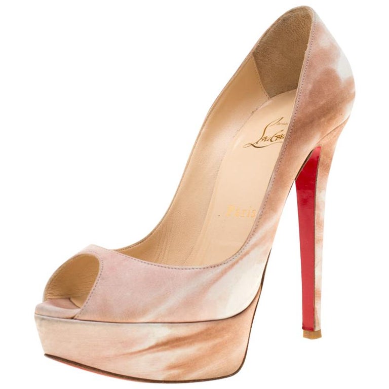 Christian Louboutin Beige/White Leather Lady Peep Toe Pumps Size 36.5 at  1stDibs