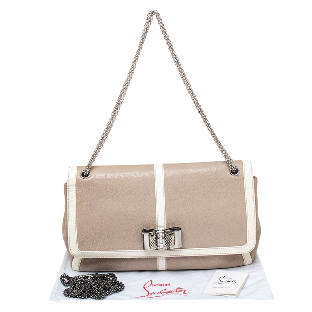 Christian Louboutin Beige /White Patent And Leather Sweet Charity Shoulder Bag 6