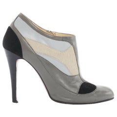 CHRISTIAN LOUBOUTIN Bella grey black calf colorblock ankle bootie heels EU39.5