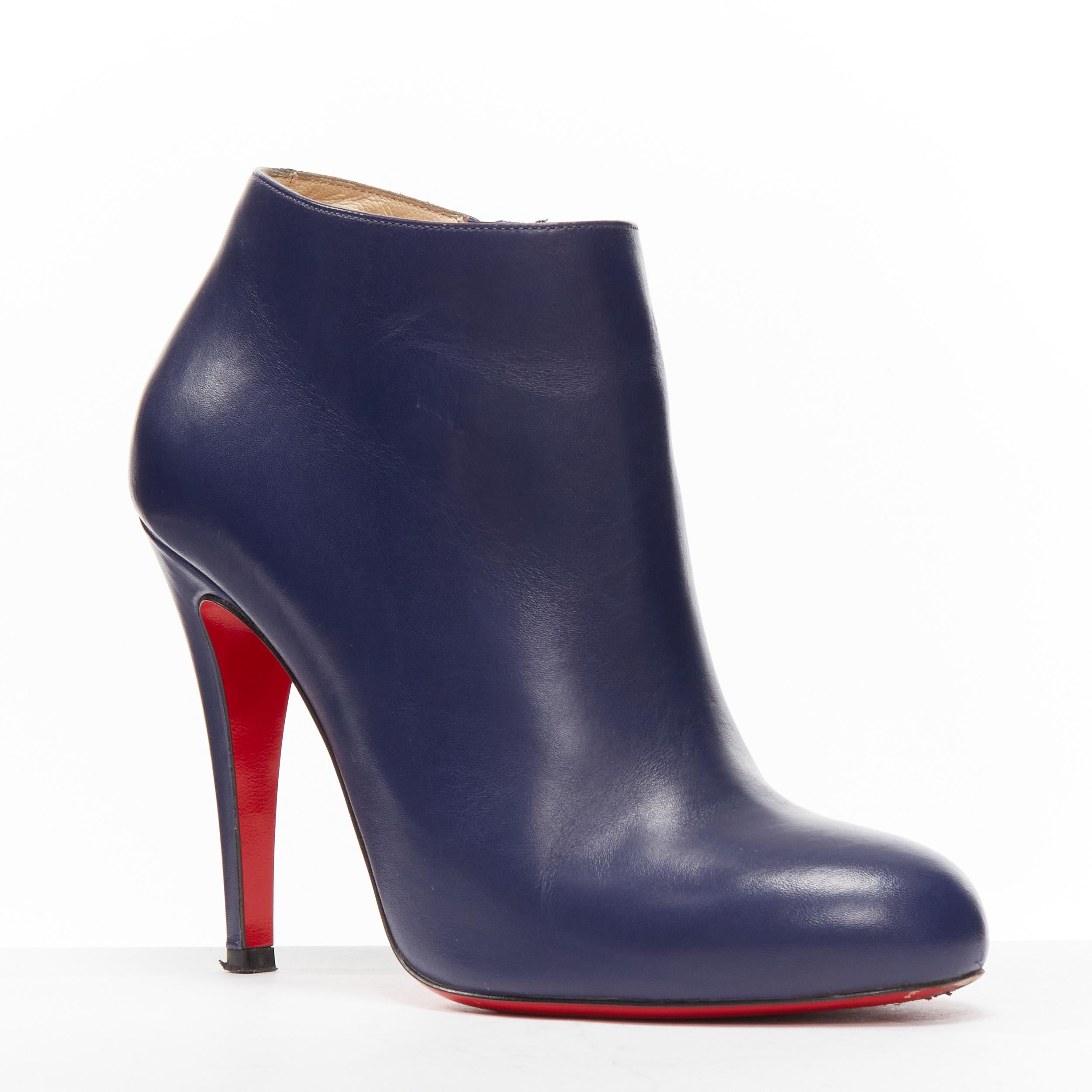 CHRISTIAN LOUBOUTIN Belle 100 navy blue high heel ankle boots EU37 US7
Reference: TGAS/D00165
Brand: Christian Louboutin
Model: Belle 100
Material: Leather
Color: Navy
Pattern: Solid
Closure: Zip
Lining: Nude Leather
Extra Details: Inside zip.
Made
