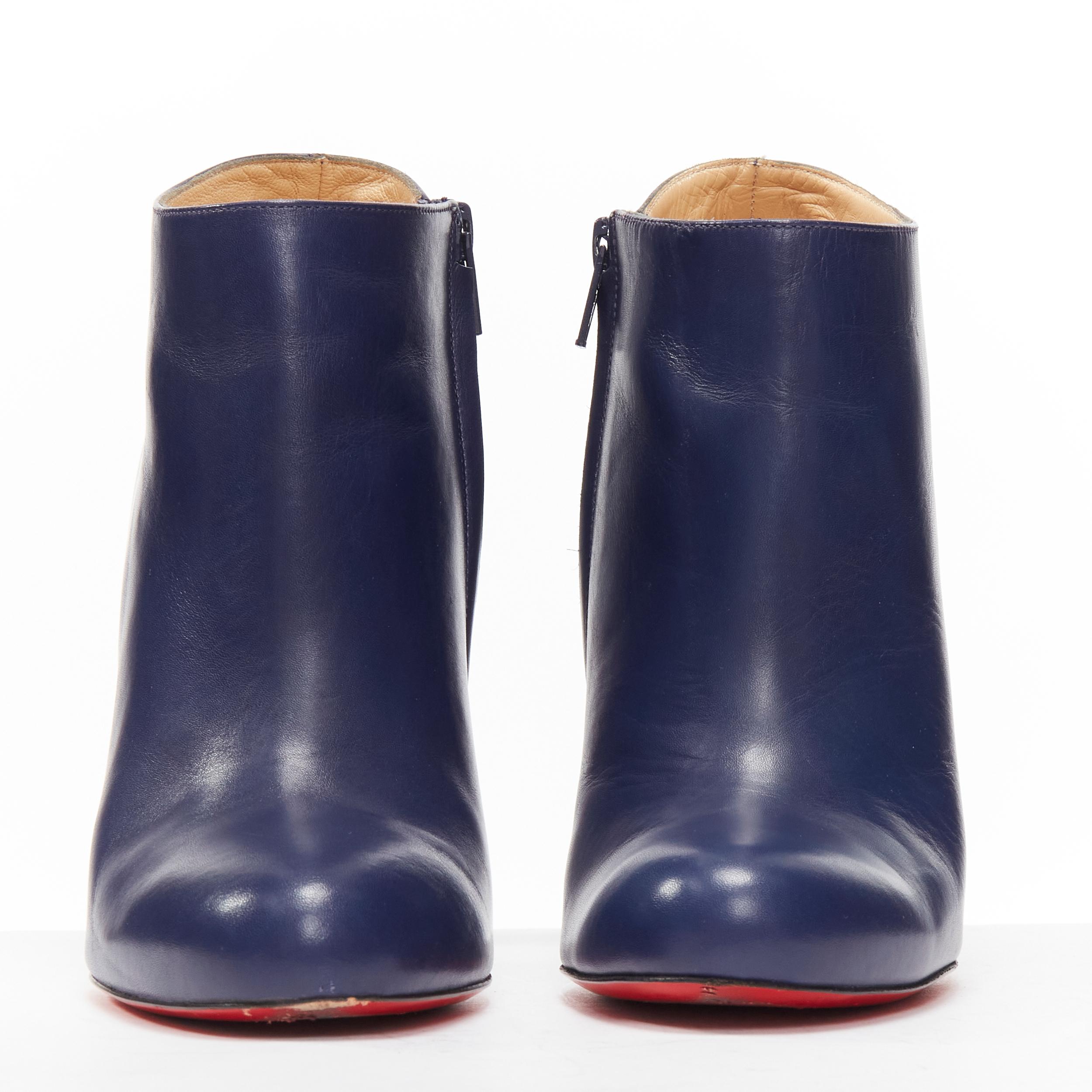 CHRISTIAN LOUBOUTIN Belle 100 navy blue high heel ankle boots EU37 US7 In Good Condition In Hong Kong, NT