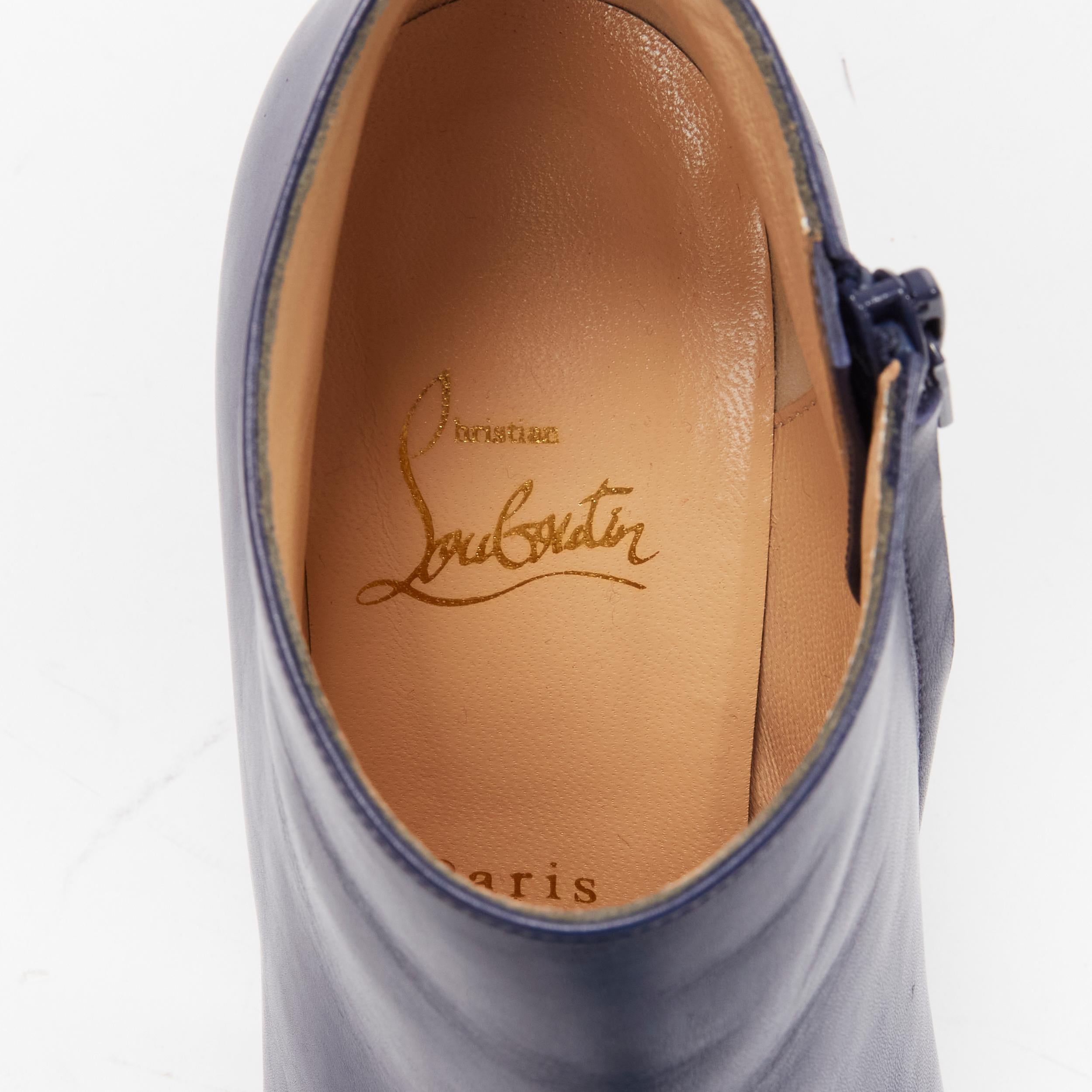 CHRISTIAN LOUBOUTIN Belle 100 navy blue high heel ankle boots EU37 US7 5