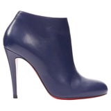Christian Louboutin US 7 Short Boots EU37 Navy Purple Round Toe red sole  boots