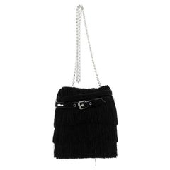 Christian Louboutin Belted Fringe Bucket Bag Suede Small