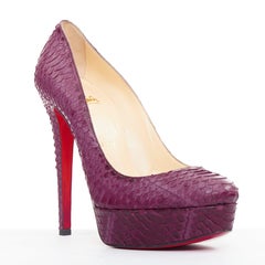 CHRISTIAN LOUBOUTIN Bianca 140 Amethyste watersnake leather platform pumps EU37
