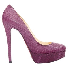 CHRISTIAN LOUBOUTIN Bianca 140 Amethyste watersnake leather platform pumps EU37