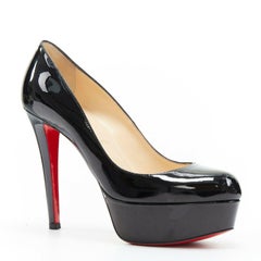 CHRISTIAN LOUBOUTIN Bianca 140 black patent platform round toe pump EU35.5