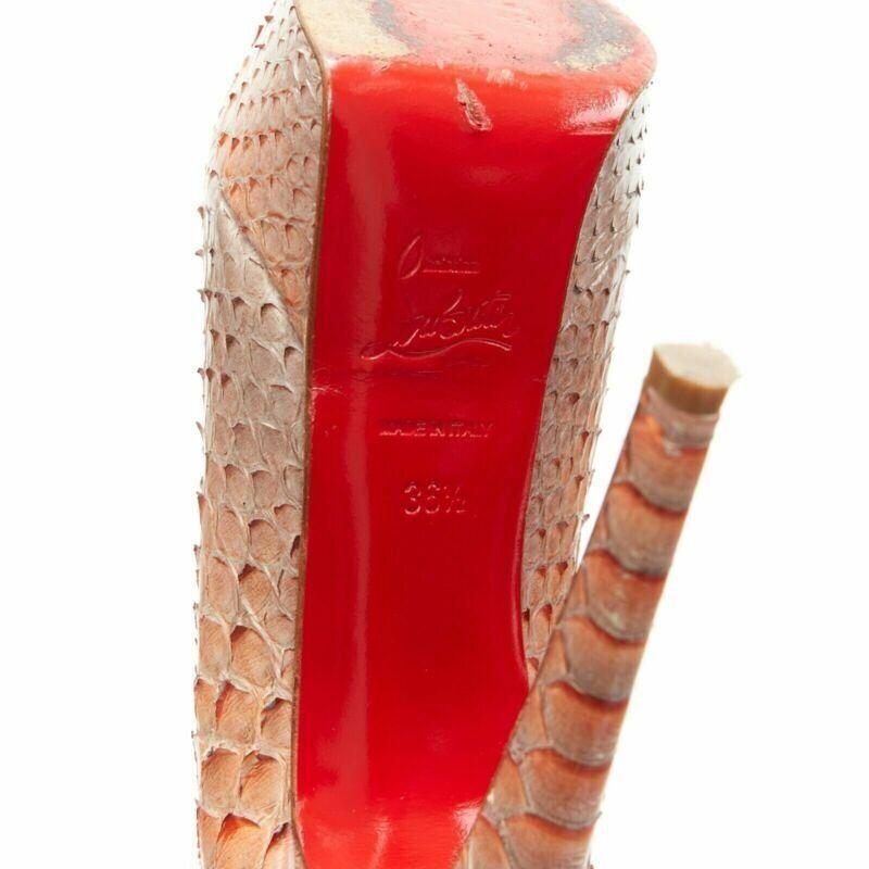 CHRISTIAN LOUBOUTIN Bianca 140 orange genuine scaled leather almond pump EU36.5 6