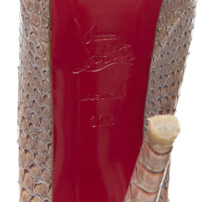 CHRISTIAN LOUBOUTIN Bianca 140 orange grau geschupptes Leder Plateau Pumps EU37.5 im Angebot 7