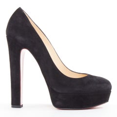 CHRISTIAN LOUBOUTIN Bibi 140 Veau Velour suede almond toe platform pumps EU37.5
