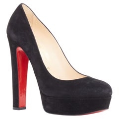 CHRISTIAN LOUBOUTIN Bibi 140 Veau Velour suede almond toe platform pumps EU37.5