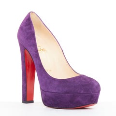 CHRISTIAN LOUBOUTIN Bibi 140 Veau Velours block heel platform pumps EU37