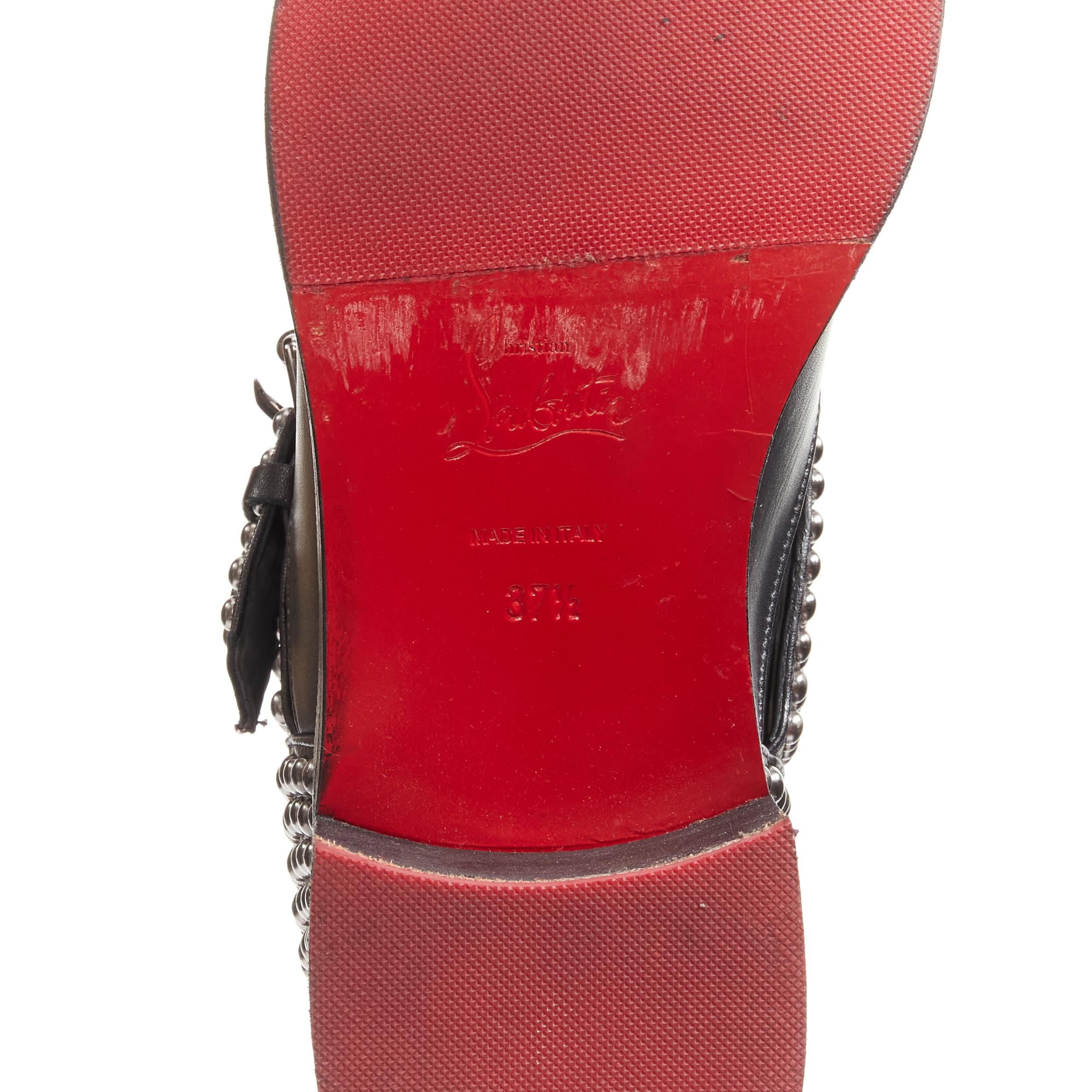 CHRISTIAN LOUBOUTIN Bicloubutu bottes compensées noires à boucle cloutée pointure d'araignée EU37,5 en vente 7