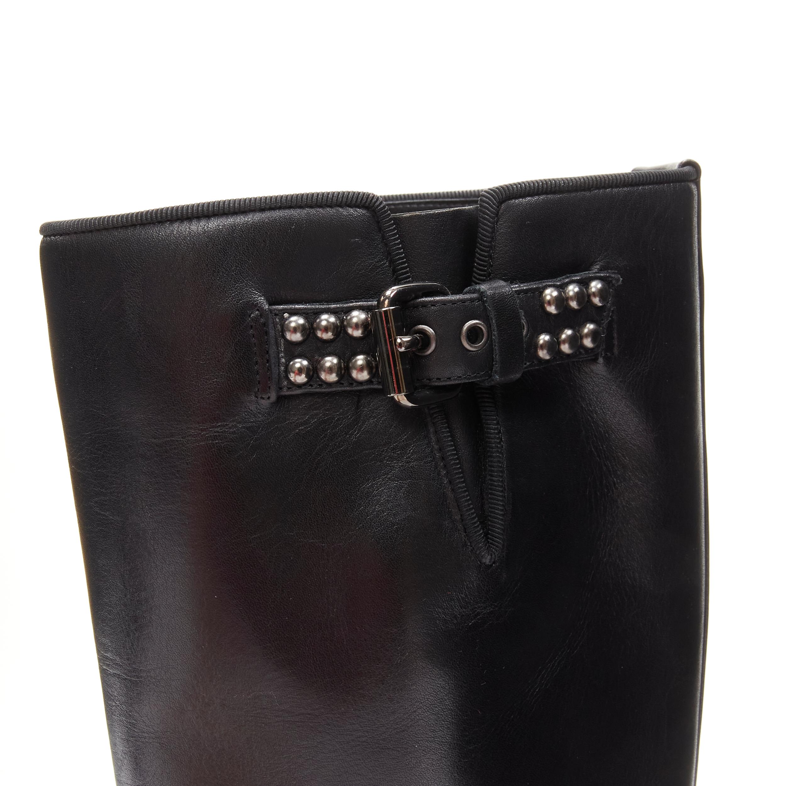 CHRISTIAN LOUBOUTIN Bicloubutu bottes compensées noires à boucle cloutée pointure d'araignée EU37,5 en vente 4
