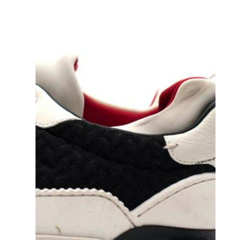 Christian Louboutin Bicolour Mesh & Leather Trainers
 
 - Sports-style trainers with a mesh front and panels of crocodile embossed white leather
 - Lace-up
 - Rubber sole 
 
 Material:
 Fabric, Leather, Mesh
 
 Made in Italy
 
 9/10 very good