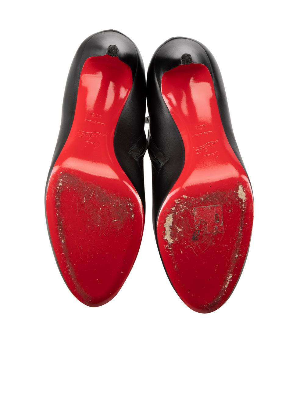 Women's Christian Louboutin Black Almond Toe Ankle Boots Size IT 41.5