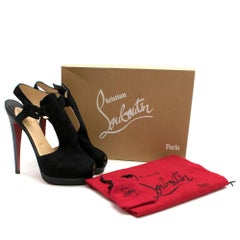 Christian Louboutin Black Altapoppins 150 Suede Platform Sandals 37