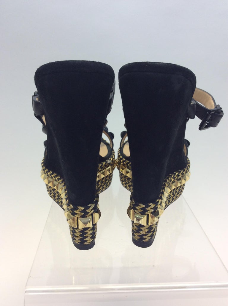 gold louboutin wedges
