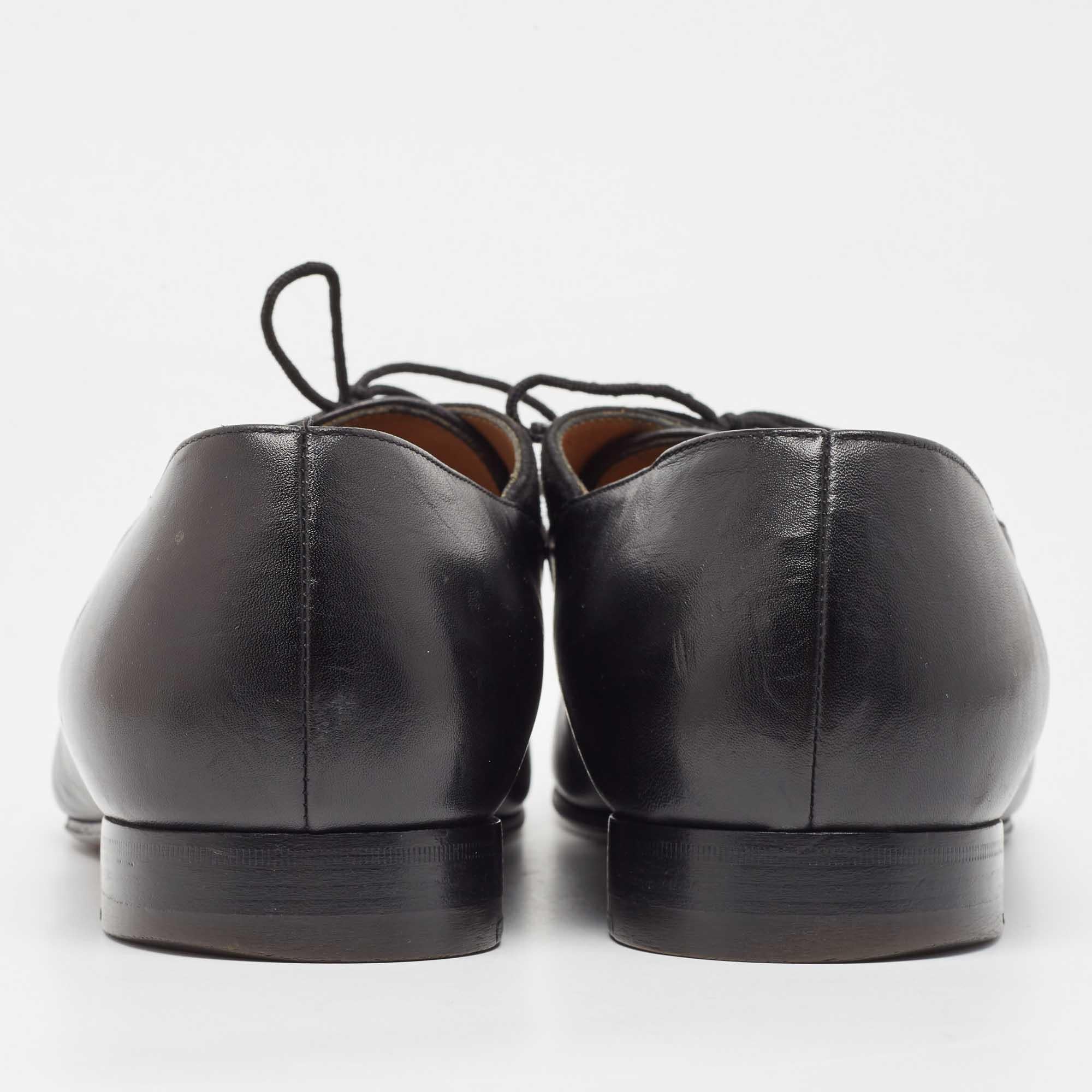 Christian Louboutin Black/Beige Leather and Canvas Orleans Lace Up Derby Size 41 1