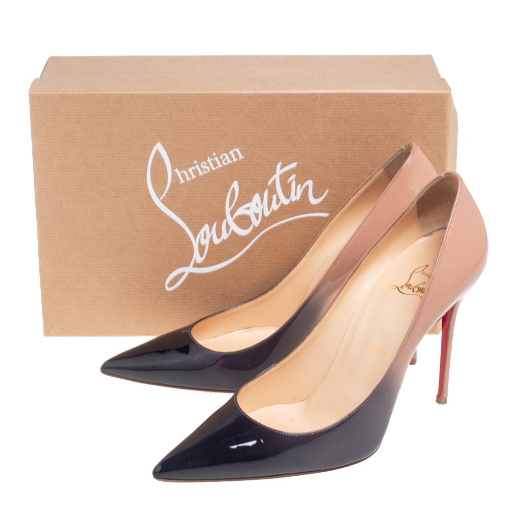 Christian Louboutin Black/Beige Patent Leather Kate Pointed-Toe Pumps Size 39 6