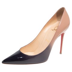 Christian Louboutin Black/Beige Patent Leather Kate Pointed-Toe Pumps Size 39