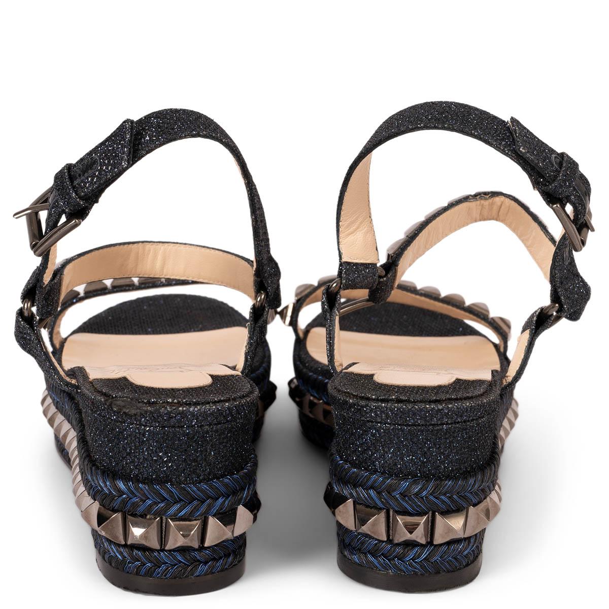 CHRISTIAN LOUBOUTIN black blue PYRACLOU 60 Sandals Shoes 39 fit 38.5 1