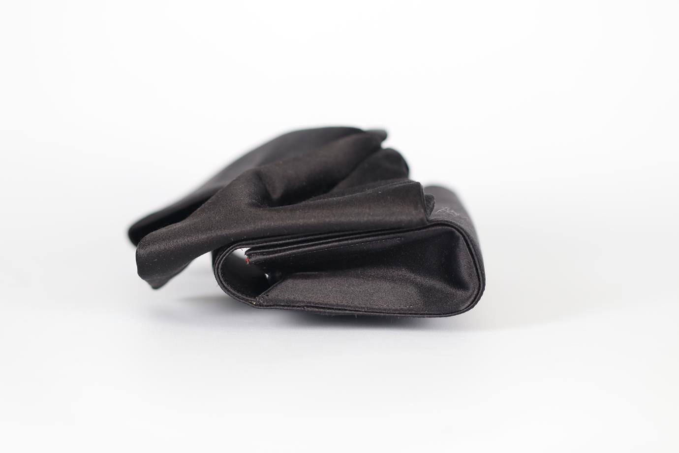 Women's Christian Louboutin Black Bow Detailed Satin Clutch For Sale